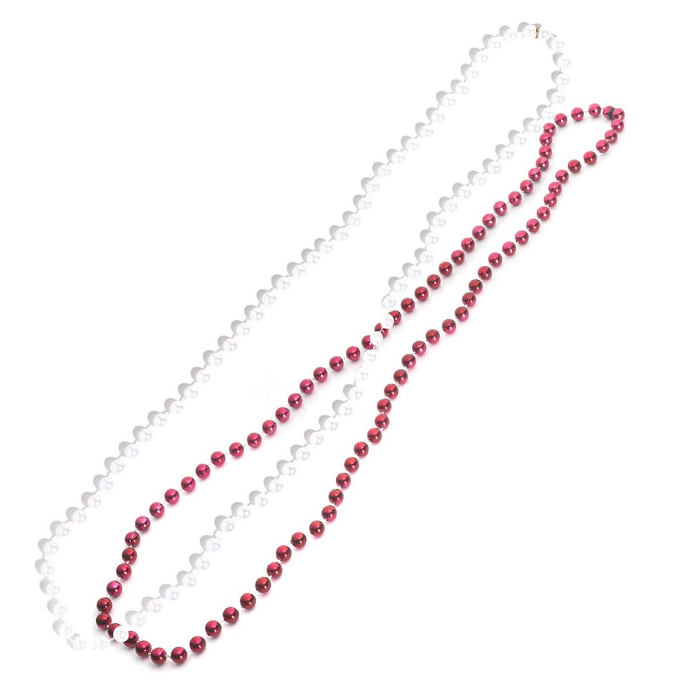 Anderson's Maroon and White Beads, 33 Inches, Set of 24, Fan Gear, Birthdays, Homecoming, Game Days, Holidays, Sports Fan Gear, School Spirit, Football Cheerleader Accessories