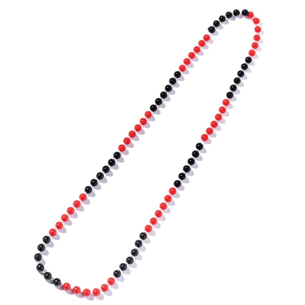 Anderson's Two-Tone Red and Black Beads, 33 Inches, Set of 24, Fan Gear, Birthdays, Homecoming, Game Days, Sports Fan Gear,School Spirit, Football Cheerleader Accessories