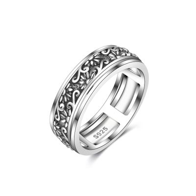 YAFEINI Sunflower Anxiety Ring Sterling Silver Sunflower Filigree Spinner Fidget Ring for Anxiety Stress Relief Jewelry Gifts for Women