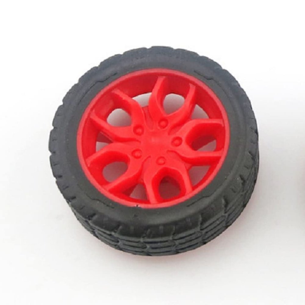 10pcs Toys Car Wheels 30mm Rubber Tire for DIY Model Toy Accessories (Red)