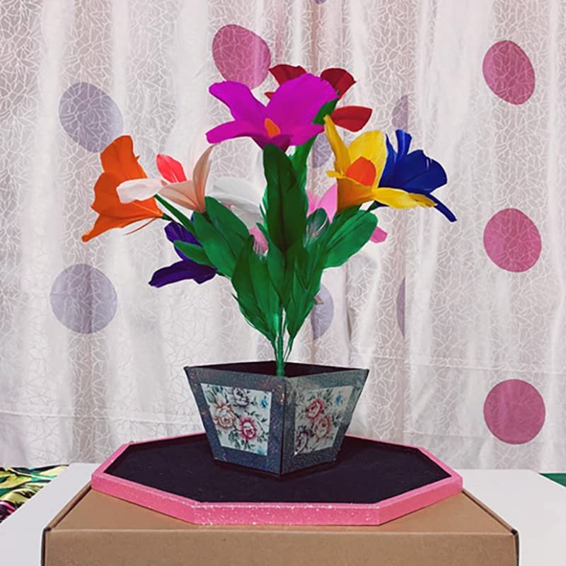 SUMAG Appearing Potted Flower Tray Magic Tricks Feather Flower Appearing Magic for Magicians Stage Illusions Gimmicks Mentalism Props