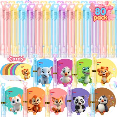 TOY Life 36 Pcs Bubbles Party Favors Valentines for Kids Classroom Mini Bubble Wands Bulk with Valentines Day Cards for Kids School Gift Exchange Birthday Valentines Goodie Bag Stuffer Fillers