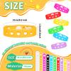 BBTO 60 Pieces 10 Colors Silicone Bracelets Wristbands 8.3 Inch Valentines Happy Birthday Gift Student Cute Plastic Adjustable Rubber Bracelets with Holes in Bulk for Rave Trinkets Shoe Party view 2