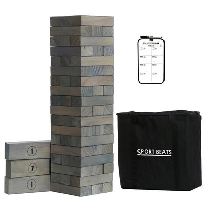 Gray Large Tower Game Outdoor Games 54 Blocks Stacking Game Includes Carry Bag