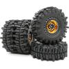 HOBBYSOUL 1.9 Mud Slingers Tires 4.72'' / 120mm & Aluminum 1.9 Beadlock Wheels Gold Black for 1/10 Crawler Truck Axial SCX10 Traxxas TRX-4 Redcat Gen8 Tamiay CC01, (4-Pack, Assembled) view 1