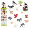 UNIQUE KIDS Mini Farm Animals Figure Creatures in Tube 15 pcs Set | Realistic Tiny Little Animals for Sensory Bin, Birthday Party Favor, Toddler 3-5 view 1