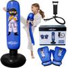 Punching Bag for Kids - 5' 3" Ninja Inflatable Punching Bag Combo Kit with Kids Boxing Gloves, a Pump and Repair Kit. Boxing Bag for Immediate Bounce Back. Birthday (Blue) view 1