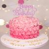 AHAORAY Happy Birthday Cake Topper - Pink Glitter Happy Birthday Cake Bunting Decor - Anniversary Party Cake Decoration Supplies, for Photo Booth Props view 2