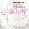 AHAORAY Happy Birthday Cake Topper - Pink Glitter Happy Birthday Cake Bunting Decor - Anniversary Party Cake Decoration Supplies, for Photo Booth Props view 3