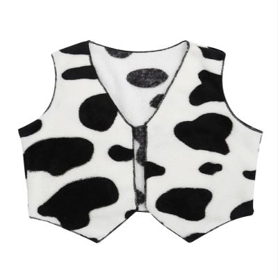 Agoky Boys Girls Cowboy Cowgirl Waistcoat Cow Winter Fall Flannel Vest Coat Halloween Carnival Fancy Dress Up Party Costume Black&White 12 Years