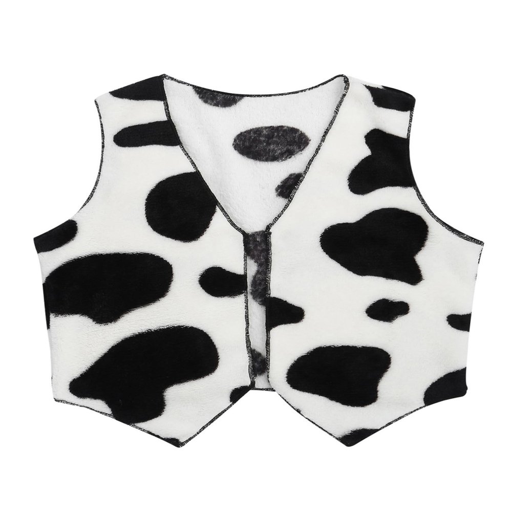 Agoky Boys Girls Cowboy Cowgirl Waistcoat Cow Winter Fall Flannel Vest Coat Halloween Carnival Fancy Dress Up Party Costume Black&White 12 Years
