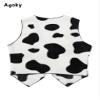 Agoky Boys Girls Cowboy Cowgirl Waistcoat Cow Winter Fall Flannel Vest Coat Halloween Carnival Fancy Dress Up Party Costume Black&White 14 Years view 2