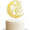1 PCS Sweet 16 Cake Topper with Glitter Moon Star Happy 16th Birthday Cake Pick Cheers to 16 Years Birthday Cake Decorations for 16th Anniversary Party Supplies Gold view 1