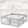 Jolan Baby Playpen, Large Safety Playard for Toddlers, Baby Fence with Breathable Net and Zipper Door, Indoor Outdoor Kids Activity Center Playpen 120120cm 120160cm 180200cm,Grey-180200cm view 1
