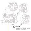 1 PCS Happy Sweet 16 Cake Topper Glitter 16th Birthday Cake Pick Cheers to 16 Years Sweet 16 Cake Decoration for Happy 16th Anniversary Party Decorations Supplies Silver view 3