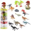 UNIQUE KIDS Mini Safari Dinosaurs Figure Creatures in Tube 15 pcs Set | Realistic Tiny Little Animals for Sensory Bin, Birthday Party Favor, Toddler 3-5 (Safair Dinosaurs) view 1