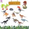 UNIQUE KIDS Mini Safari Dinosaurs Figure Creatures in Tube 15 pcs Set | Realistic Tiny Little Animals for Sensory Bin, Birthday Party Favor, Toddler 3-5 (Safair Dinosaurs) view 2