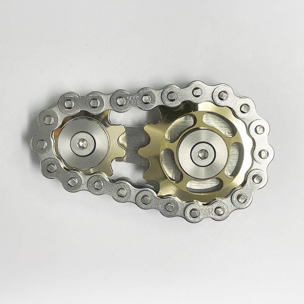 Bicycle Chain Gear Fidget Spinners,Chain Fidget Toys Stainless Steel Gears Linkage Sensory Sprocket Stress Anxiety Relief EDC Novelty Toy(Gold Plating Sprockets)