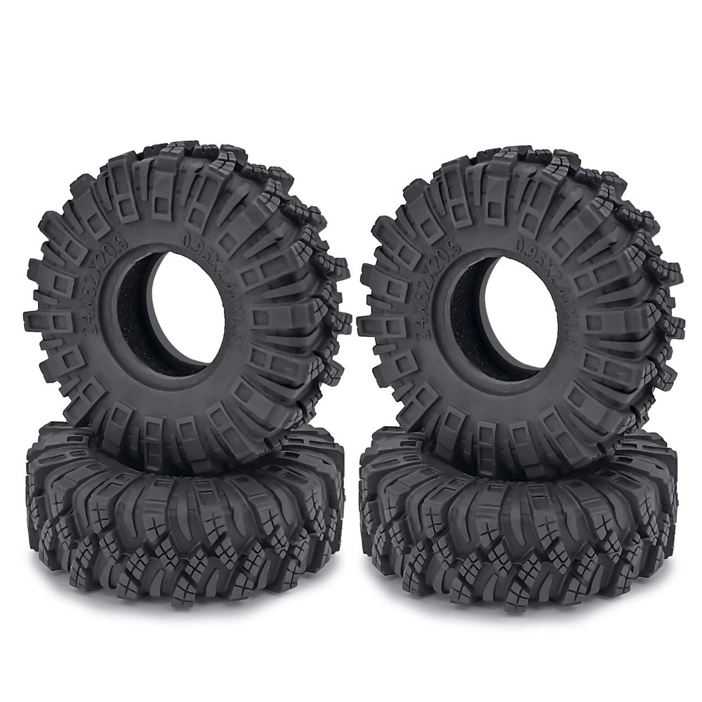 MOHERO 4PCS 1.0" Mud Grappler Rubber Tyre 1.0 Wheel Tires 62 * 22MM for Axial SCX24 90081 AXI00001 002 004 005 006 RC Crawler Car (C Style)