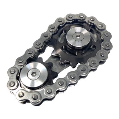 FXCOOLCT Bike Chain Gear Fidget Spinner, Double Gears Figity Spin Finger Stainless Steel, Figit Toy for Adults Kids SS Material Golden (Black Gun Metal)