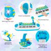 Costzon 31-Key Kids Piano Keyboard Toy, Toddler Electronic Musical Instrument Educational Toy w/Microphone, Multiple Sounds, Record Playback, Lights & Stool, Birthday Gift for Girls Boys Age 3+, Blue view 3