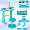 Costzon 31-Key Kids Piano Keyboard Toy, Toddler Electronic Musical Instrument Educational Toy w/Microphone, Multiple Sounds, Record Playback, Lights & Stool, Birthday Gift for Girls Boys Age 3+, Blue view 4