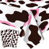 3 Pcs Pink Cowgirl Cow Print Table Cover Plastic Rectangle Cowgirl Farm Animal Theme Party Tablecloth Pink Black and White Cow Print Disposable for Kids Barnyard Baby Shower Birthday Party Supplies view 1