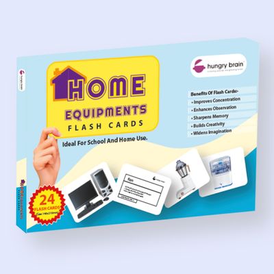 Hungry Brain Home Equipments Flash Cards for Toddlers  24 Double-Sided Real Picture Learning Cards | Early Learning Educational Flashcards for Kids Ages 14 | Preschool & Montessori Cards for Babies
