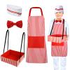 SATINIOR 4 Pcs Waiter Costume Hot Dog Soda Jerk Popcorn Ice Cream Cosplay Costume for Carnival 1950s Movie Night Circus Party(Stripe) view 1