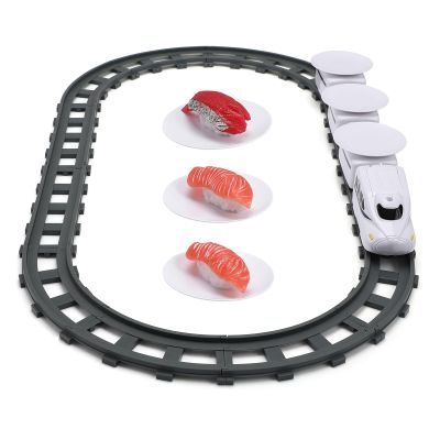 STOBOK Rotating Sushi Train Toys Electric Rotary Sushi Machine Set Track Conveyor Belt Rotating Table Food Train Toys for Kids Multifunctional, White