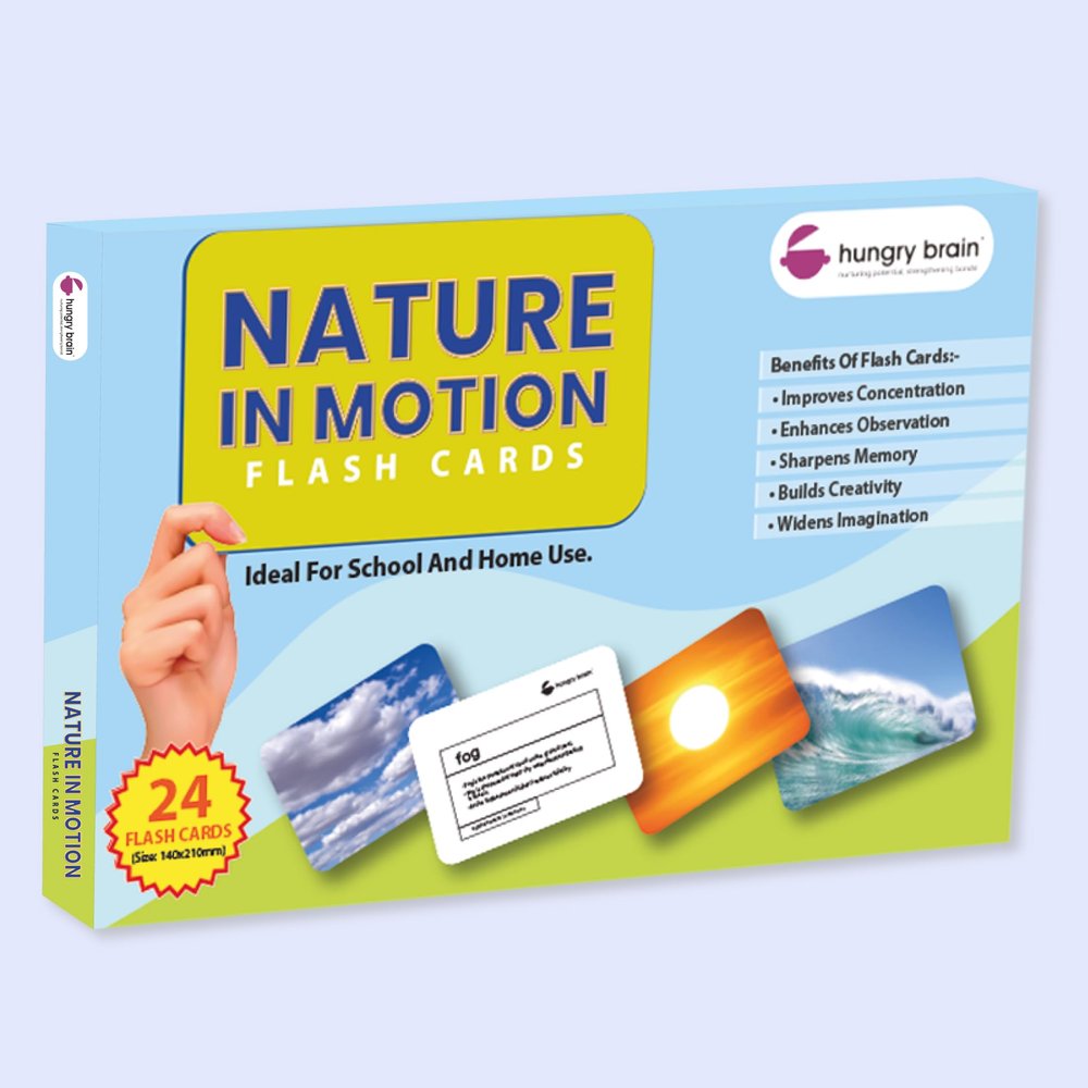 Hungry Brain Nature in Motion Flash Cards for Toddlers (24 Double-Sided Cards) | Real Picture Learning Flashcards for Kids Ages 14 | Early Learning, Preschool & Montessori Educational Toy