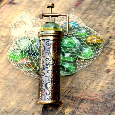 ANTIQLICIOUS Handcrafted Antique Brass Kaleidoscope with Marble Eyepiece  Vintage-Style Metal Kaleidoscope for Adults | Twist Marble Design Collectible Gift