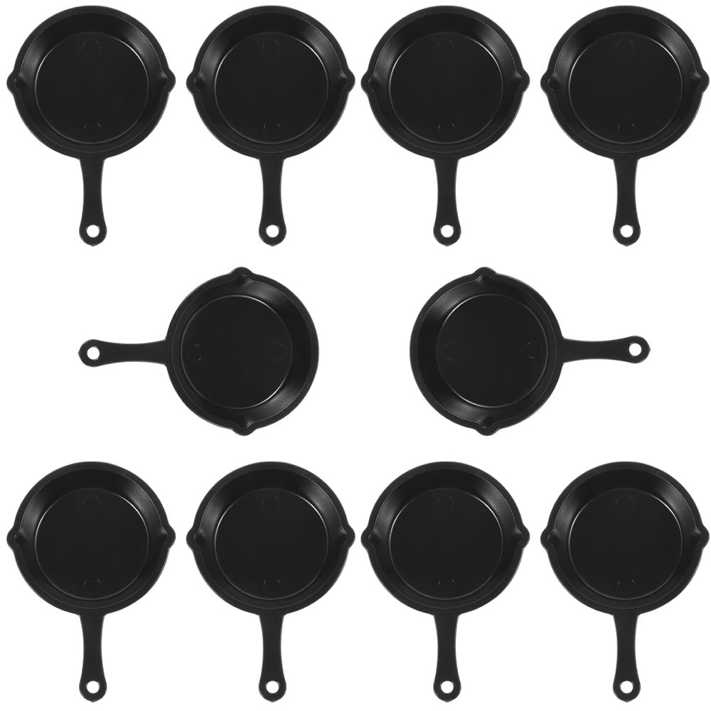 10pcs Miniatures Frying Pans Plastic Miniature Skillet Simulation Cooking Pan Models Mini Dollhouse Kitchen Cookware Dollhouse Accessories