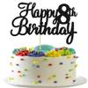 Gyufise 1Pc Black Happy 8th Birthday Cake Topper Glitter Cheers to 8 Years Old Eight Fabulous Cake Decorations for 8th Birthday Theme Party Supplies view 1