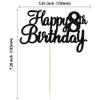 Gyufise 1Pc Black Happy 8th Birthday Cake Topper Glitter Cheers to 8 Years Old Eight Fabulous Cake Decorations for 8th Birthday Theme Party Supplies view 2