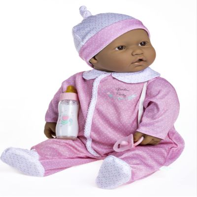 La Baby Hispanic 20-inch Small Soft Body Baby Doll | JC Toys - La Baby | Washable |Removable Pink and White w/Hat, Pacifier & Magic Bottle | for Children 12 Months +