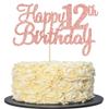 Gyufise 1Pc Happy 12th Birthday Cake Topper Glitter 12th Birthday Cake Pick Cheers to 12 Years Old Twelve Fabulous Cake Decorations for 12th Birthday Theme Party Supplies Rose Gold view 1