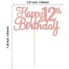 Gyufise 1Pc Happy 12th Birthday Cake Topper Glitter 12th Birthday Cake Pick Cheers to 12 Years Old Twelve Fabulous Cake Decorations for 12th Birthday Theme Party Supplies Rose Gold view 2