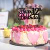 Gyufise 1Pc Happy 12th Birthday Cake Topper Glitter 12th Birthday Cake Pick Cheers to 12 Years Old Twelve Fabulous Cake Decorations for 12th Birthday Theme Party Supplies Black view 4