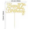 Gyufise 1Pc Happy 12th Birthday Cake Topper Glitter 12th Birthday Cake Pick Cheers to 12 Years Old Twelve Fabulous Cake Decorations for 12th Birthday Theme Party Supplies Gold view 2