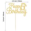 Gyufise 1Pc Happy 5th Birthday Cake Topper Glitter 5th Birthday Cake Pick Cheers to 5 Years Old Five Fabulous Cake Decorations for 5th Birthday Theme Party Supplies Gold view 2