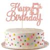 Gyufise 1Pc Happy 5th Birthday Cake Topper Glitter 5th Birthday Cake Pick Cheers to 5 Years Old Five Fabulous Cake Decorations for Party Supplies Rose Gold view 1