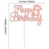 Gyufise 1Pc Happy 5th Birthday Cake Topper Glitter 5th Birthday Cake Pick Cheers to 5 Years Old Five Fabulous Cake Decorations for Party Supplies Rose Gold view 2