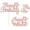 Gyufise 1Pc Happy 5th Birthday Cake Topper Glitter 5th Birthday Cake Pick Cheers to 5 Years Old Five Fabulous Cake Decorations for Party Supplies Rose Gold view 3