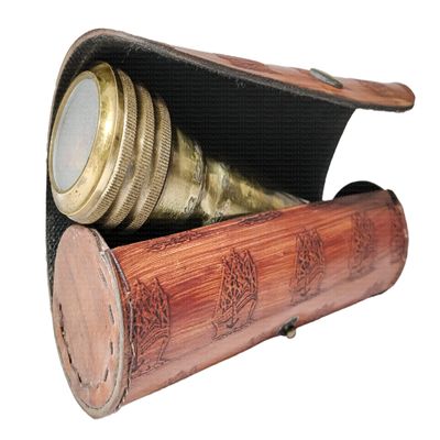 A.A.Nauticals - Personalised Kaleidoscope with Leather Box Solid Brass 360 Degree Rotatable - Handmade Classic Toy for Men, Women, Children