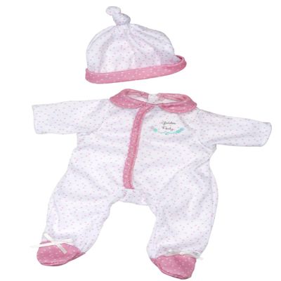 JC Toys | Berenguer Boutique | La Baby Doll Outfit | 2 Piece White and Pink Onesie|Washable| Ages 2+ | Fits Dolls 9"- 12"