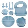 10 Piece Self-Feeding Starter Dining Set for Baby-Led Weaning & Toddlers | Easy Clean, No Stick, Soft, 100% Silicone | Food Grade & BPA Free | Dishwasher & Microwave Safe | Suction Bowl & Plate view 1