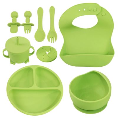 10 Piece Self-Feeding Starter Dining Set for Baby-Led Weaning & Toddlers | Easy Clean, 100% Silicone | Food Grade & BPA Free | Dishwasher & Microwave Safe