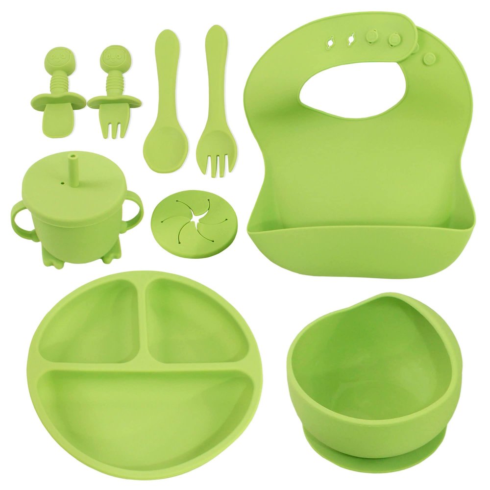 10 Piece Self-Feeding Starter Dining Set for Baby-Led Weaning & Toddlers | Easy Clean, 100% Silicone | Food Grade & BPA Free | Dishwasher & Microwave Safe