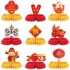 9pcs New Year Decoration Chinese New Year Table Decorations Chinese Fu Decor New Year Centerpiece Decoration Christmas Honeycomb Centerpieces Ornament Unique Lunar Calendar Paper view 1